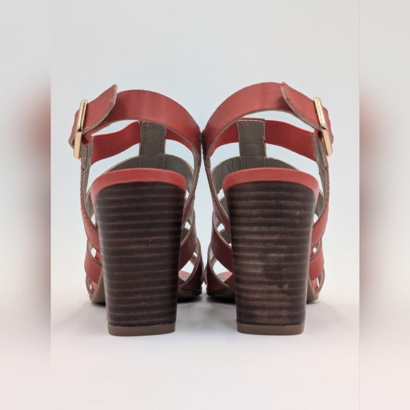 Franco Sarto A-Montage Melon Women Sz 8M Leather Sandal Gold Buckle Ankle Strap - Picture 13 of 17